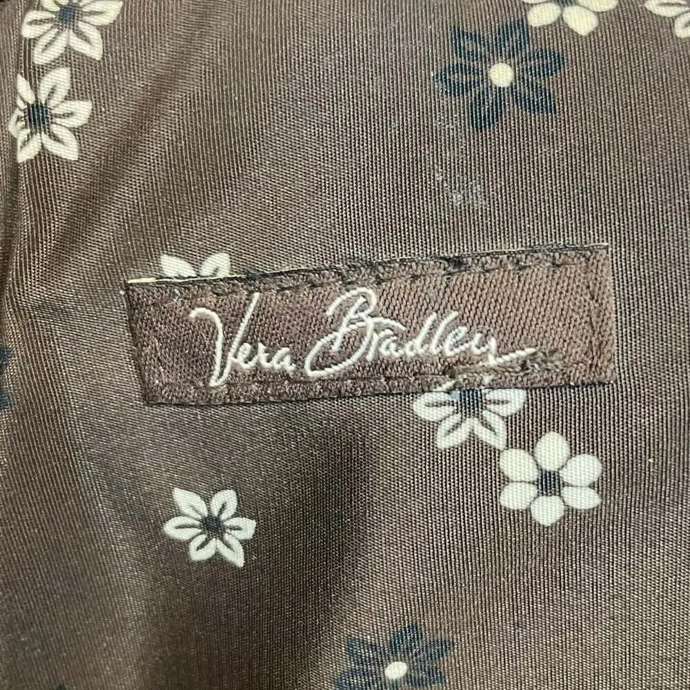 Vera Bradley Brown Quilted Laptop Messenger Bag Briefcase Floral Lined